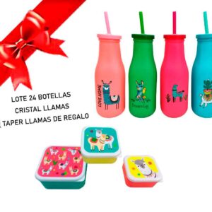 LOTE 24 PCS BOTELLA CRISTAL LLAMAS+2735