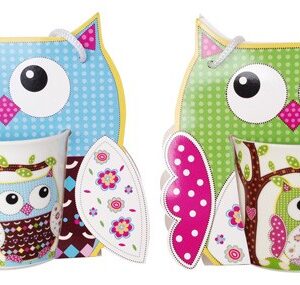 CAJA 144 TAZAS BUHOS PRESENTADA EN BOLSA